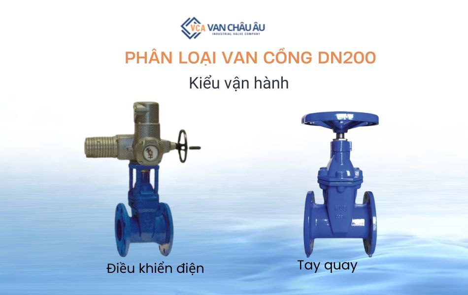 phân loại van cổng dn200 theo kiểu vận hành