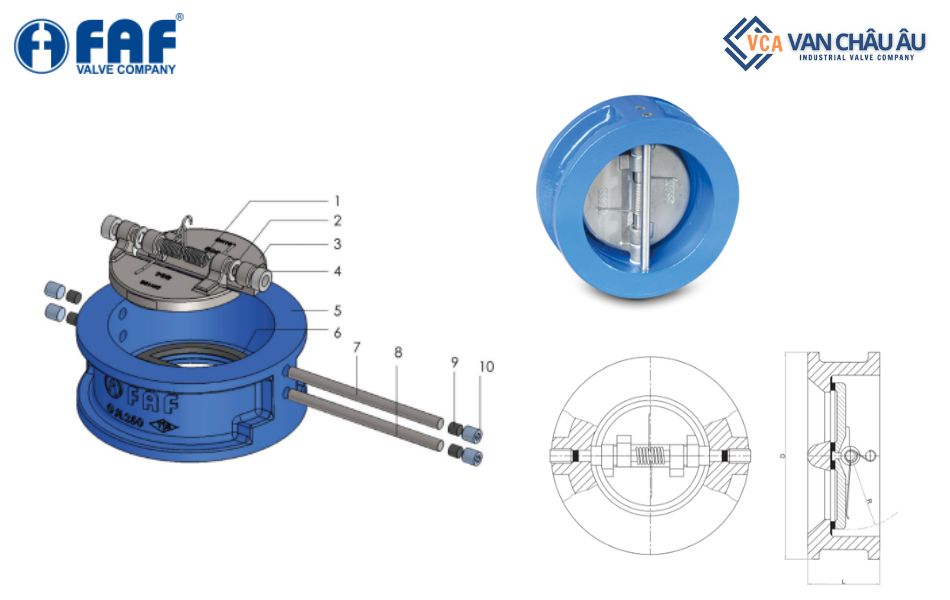 Cấu tạo của van 1 chiều cánh bướm FAF 2350
