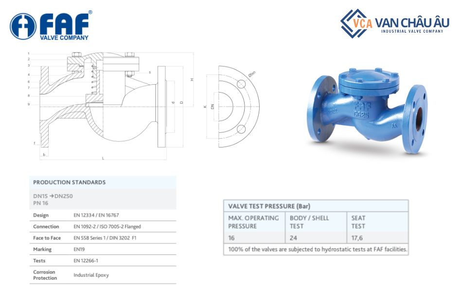 Cấu tạo của van 1 chiều chữ ngã FAF 2250