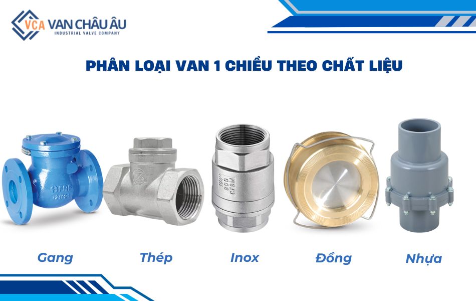 Phân loại van một chiều dựa trên chất liệu