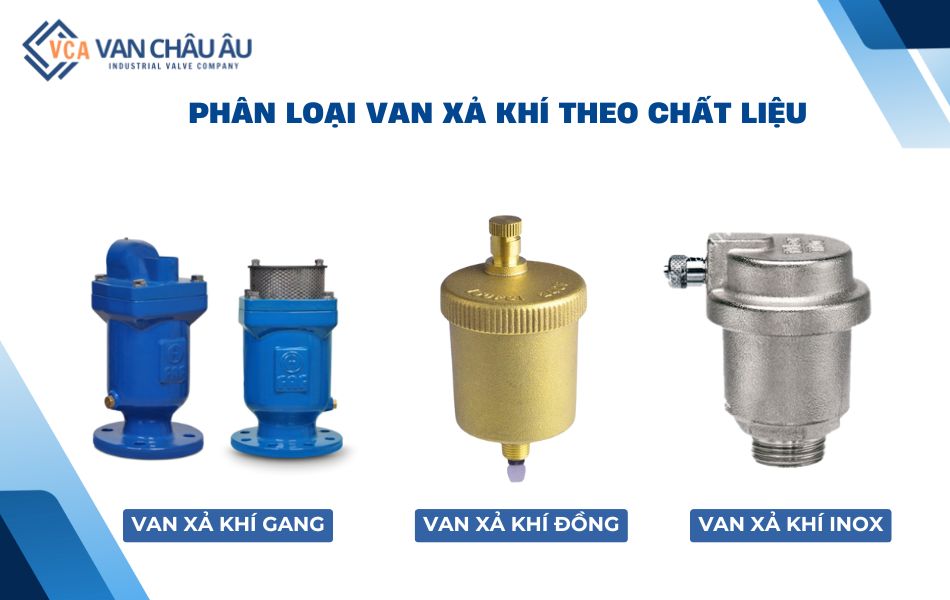 Các loại van xả khí theo chất liệu.