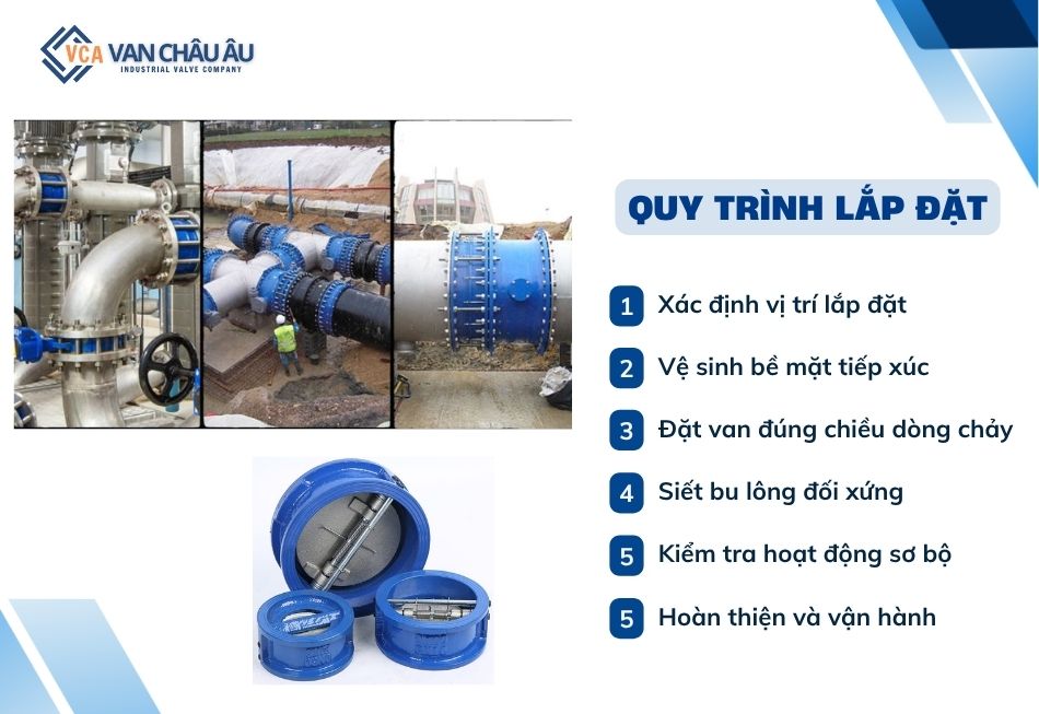 6 bước lắp đặt van 1 chiều cánh bướm