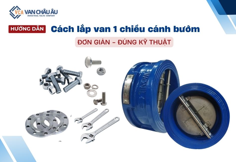 cách lắp van 1 chiều cánh bướm