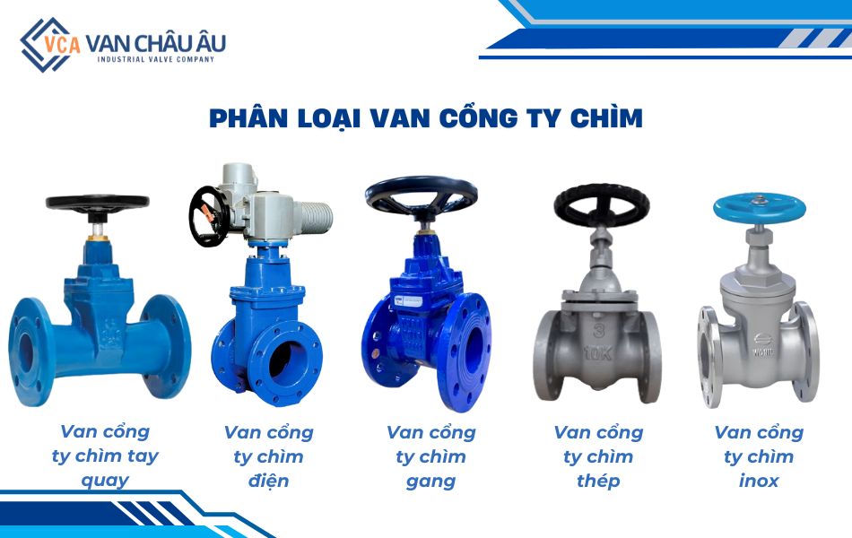 phân loại van cổng ty chìm