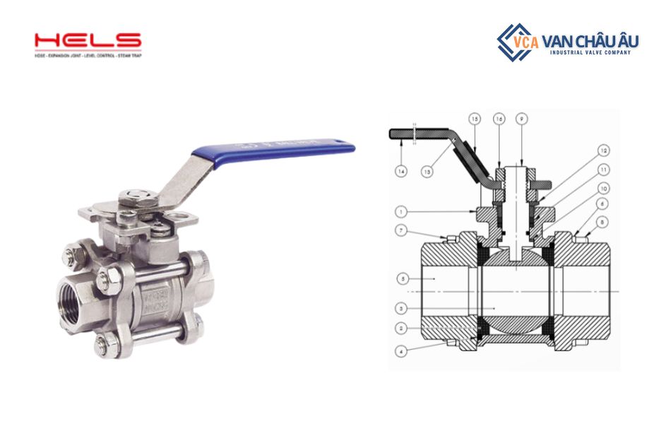 Van bi 3 mảnh tay gạt Hels Model HKV-3P Thổ Nhĩ Kỳ