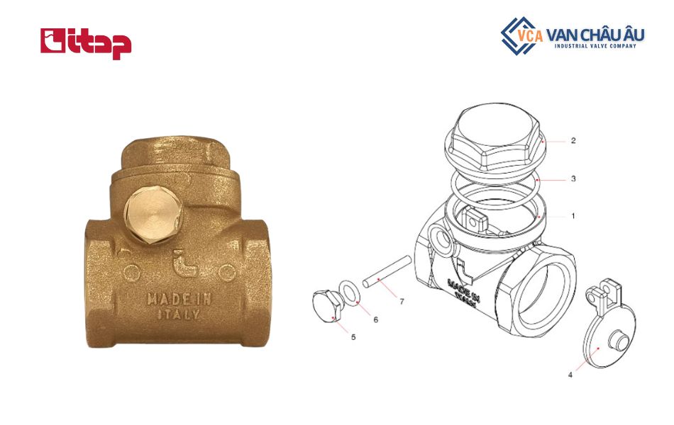 Các bộ phận cấu tạo van 1 chiều lá lật Itap 130