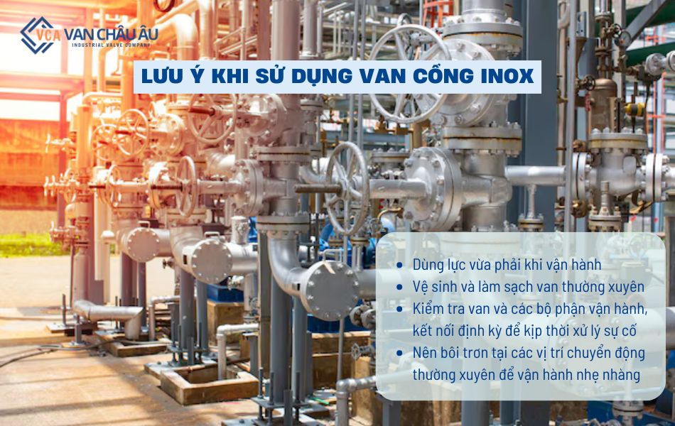 lưu ý khi sử dụng van cổng inox