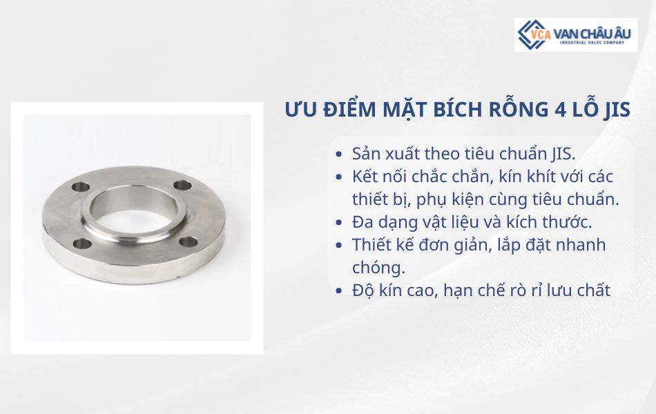 Ưu điểm mặt bích rỗng 4 lỗ JIS