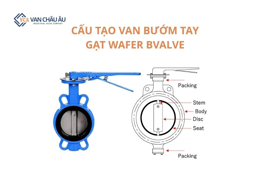 Cấu tạo van bướm tay gạt loại wafer Bvalve