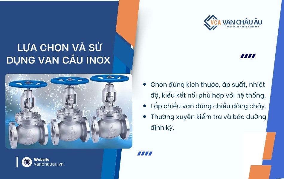 lưu ý lựa chọn và sử dụng van cầu inox