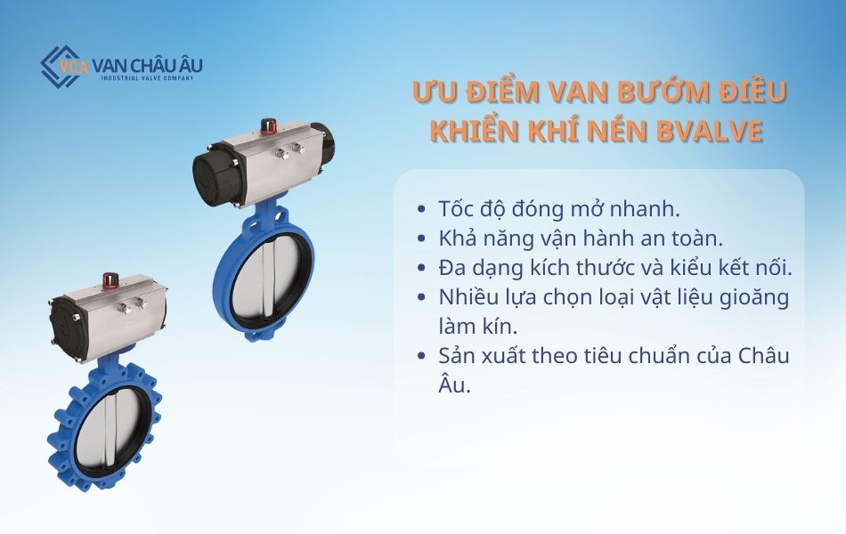 Ưu điểm van bướm điều khiển khí nén Bvalve