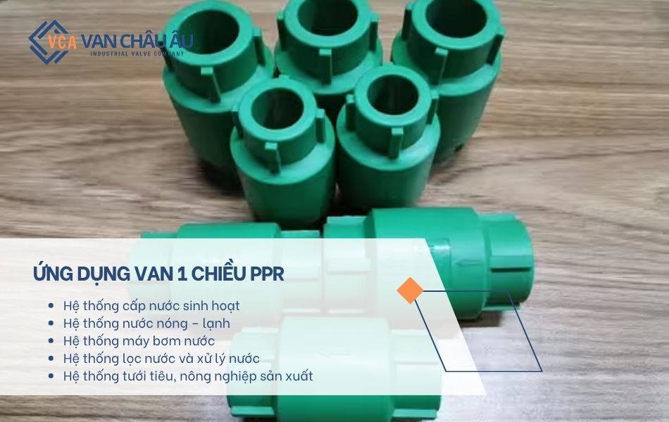 ứng dụng chính của van 1 chiều ppr