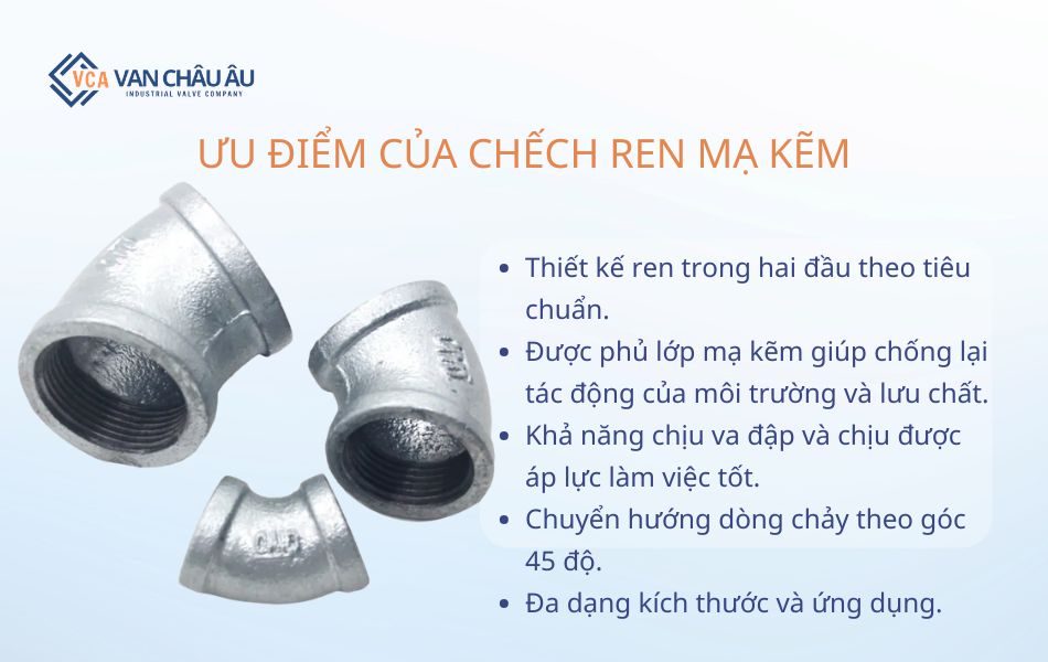ưu điểm chếch ren mạ kẽm