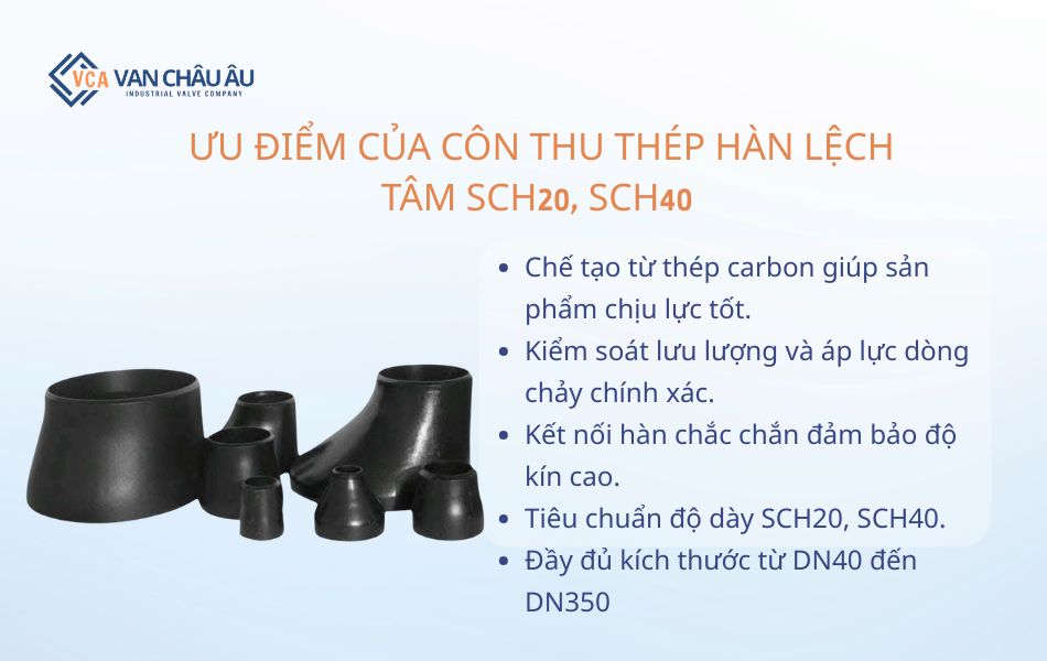 Ưu điểm côn thu thép hàn lệch tâm SCH20, SCH40