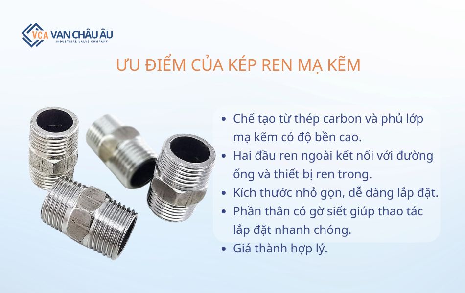 ưu điểm kép ren mạ kẽm