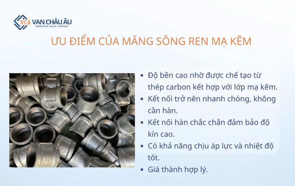 ưu điểm măng sông ren mạ kẽm