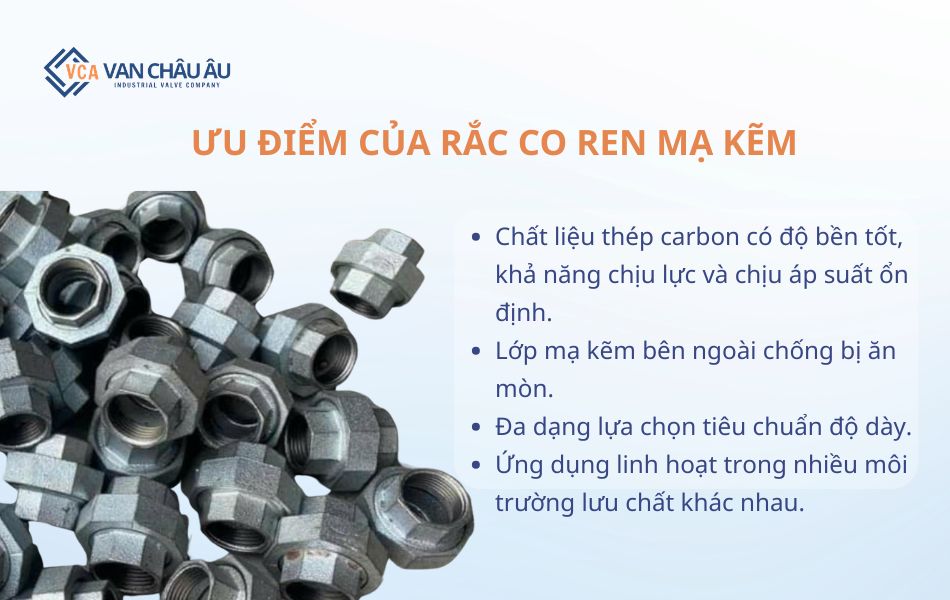 ưu điểm rắc co ren mạ kẽm