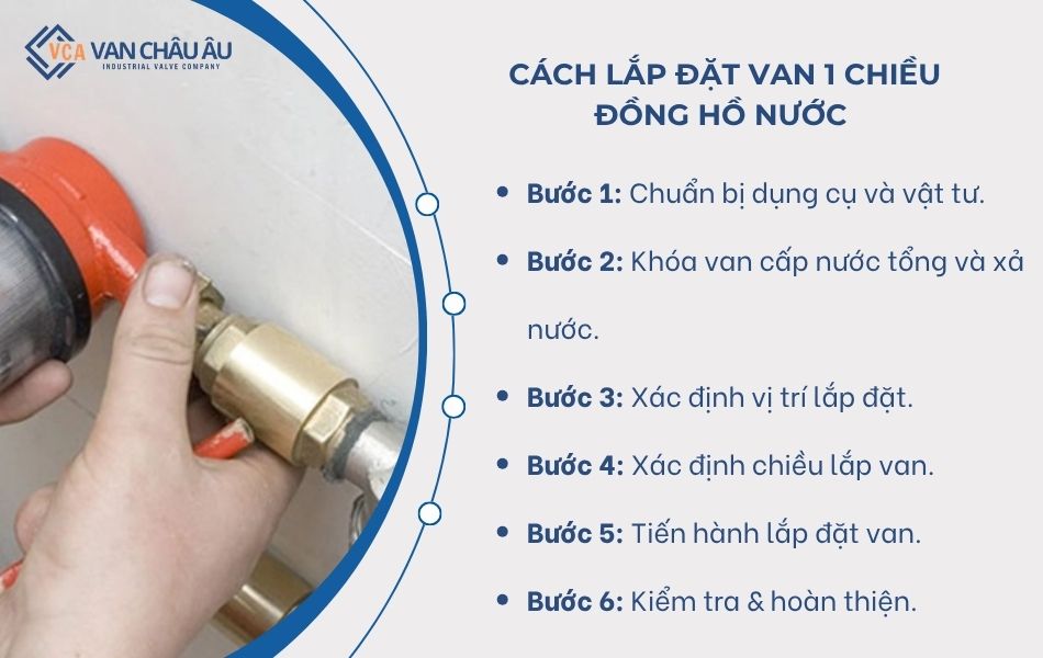 cách lắp van 1 chiều cho đồng hồ nước