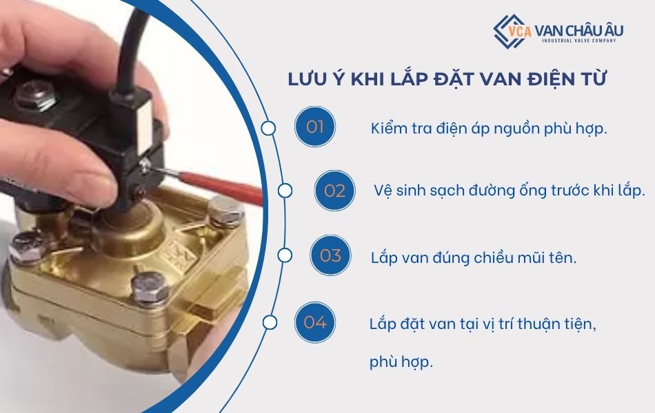 lưu ý khi lắp đặt van điện từ
