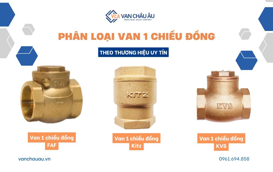 phân loại van 1 chiều đồng theo thương hiệu