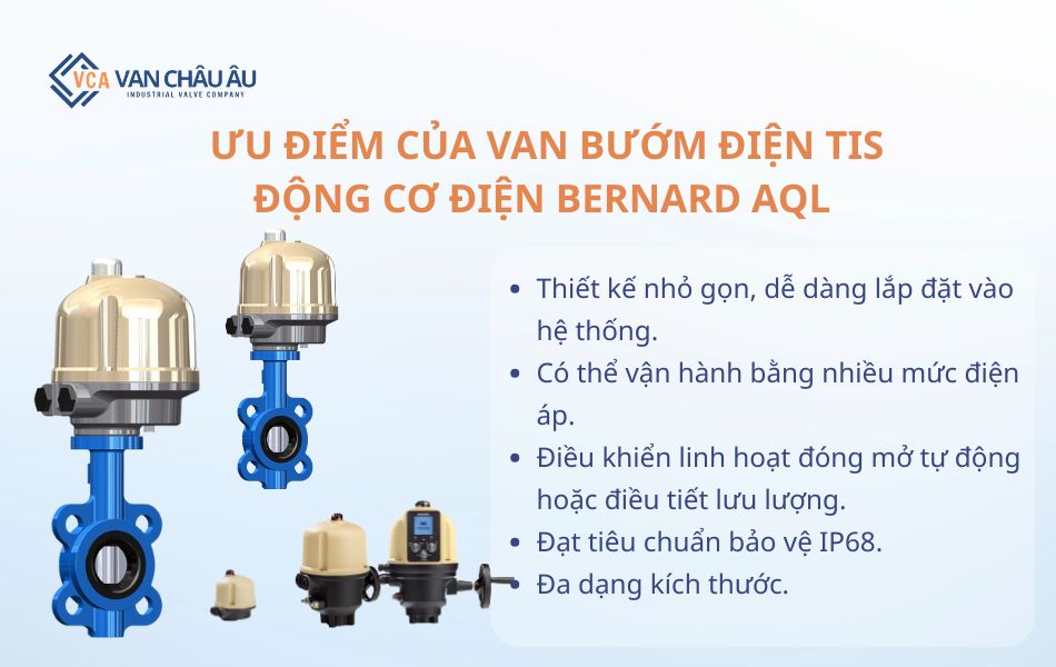 Ưu điểm van bướm điện TIS Italy động cơ điện Bernard AQL