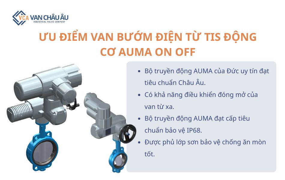 Ưu điểm van bướm điện TIS động cơ AUMA ON OFF
