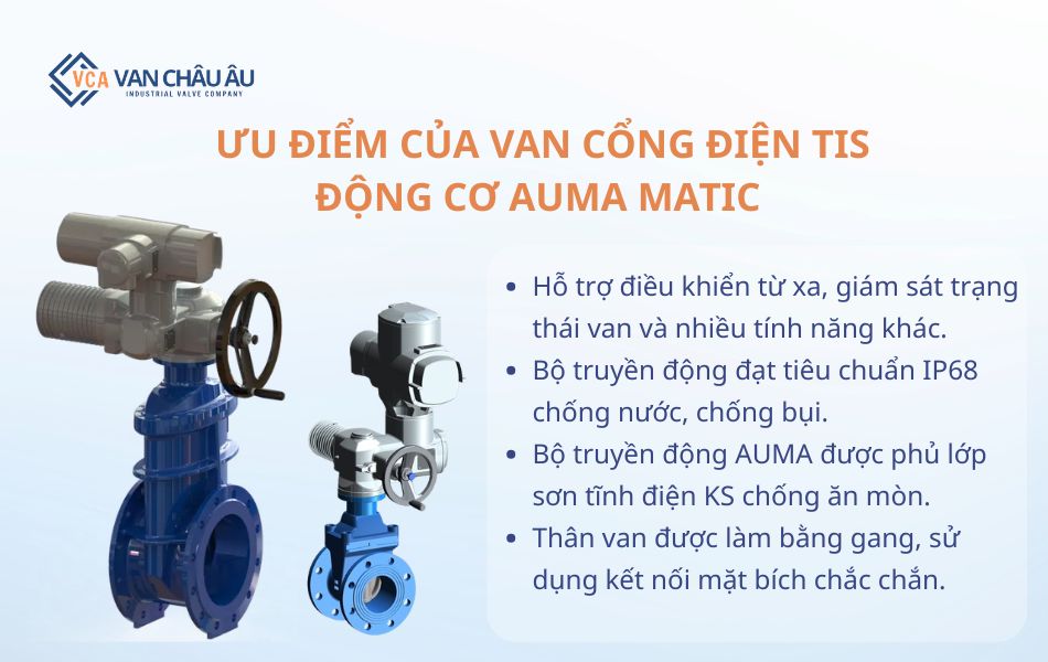 Ưu điểm van cổng điện TIS động cơ AUMA MATIC