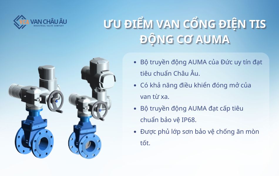Ưu điểm van cổng điện TIS động cơ AUMA