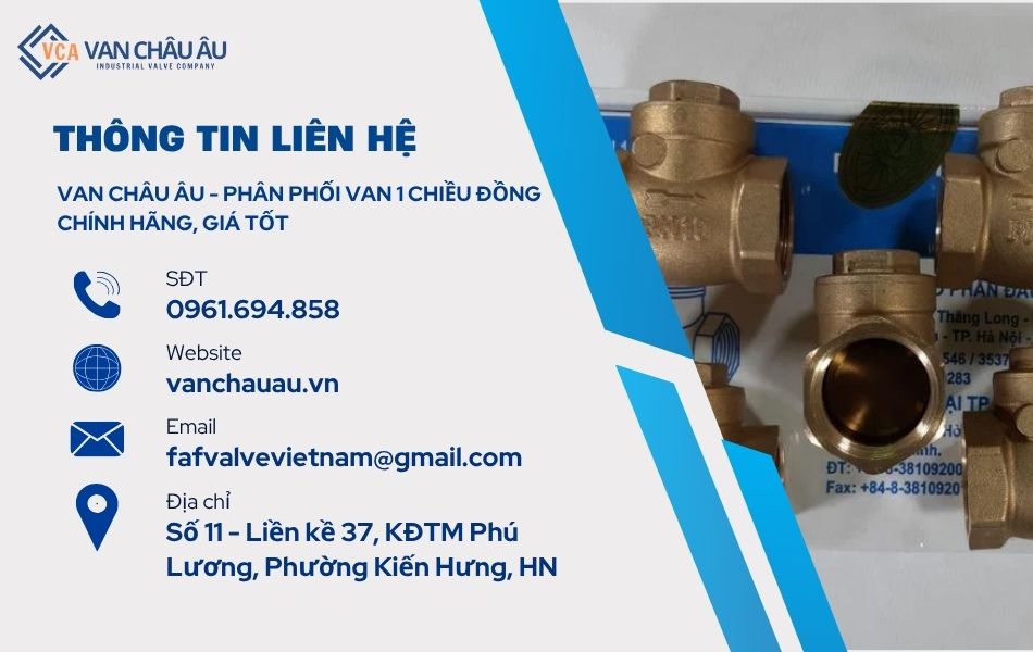 địa chỉ phân phối van 1 chiều đồng chính hãng