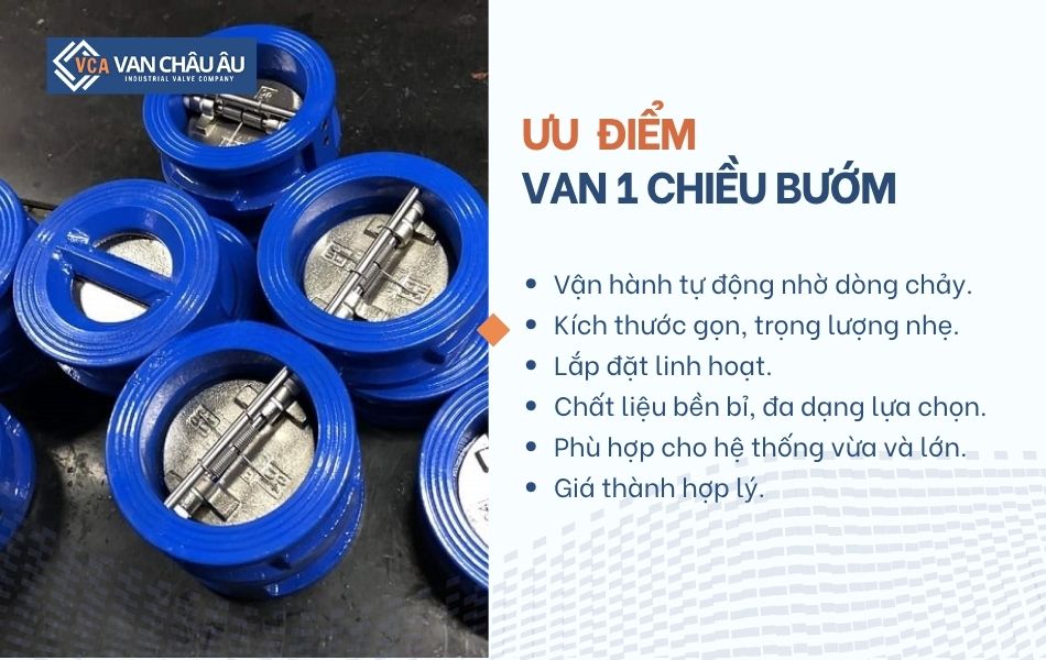 ưu điểm van bướm 1 chiều 