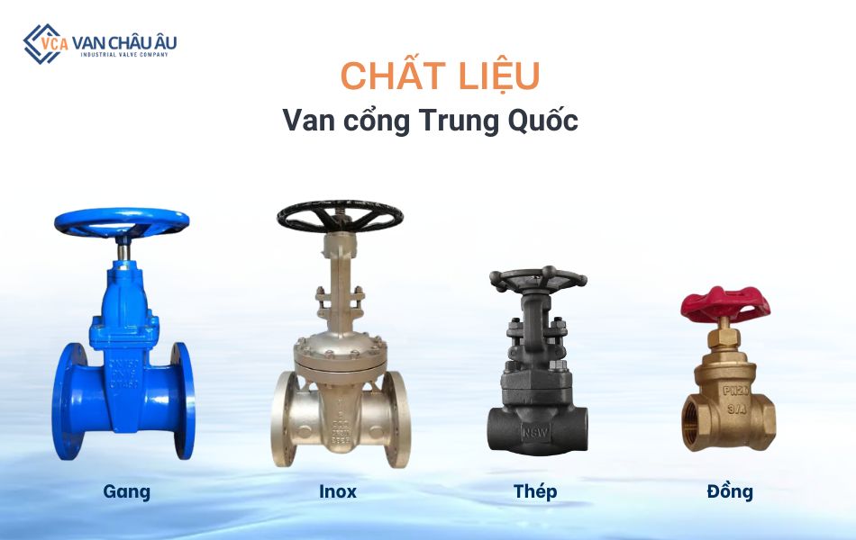 phân loại van cổng trung quốc theo chất liệu
