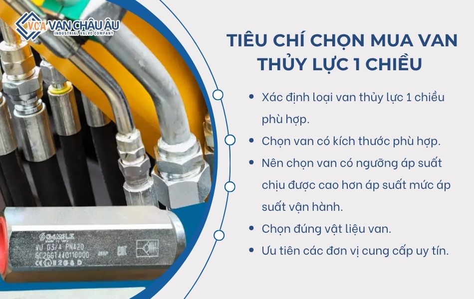 tiêu chí mua van thủy lực 1 chiều