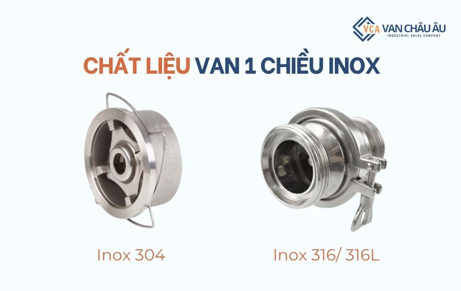 phân loại van 1 chiều inox theo chất liệu