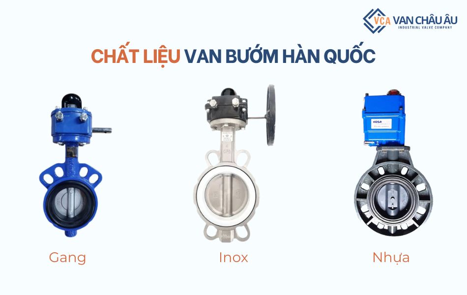 phân loại van bướm hàn quốc theo chất liệu