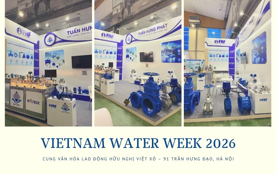 Hình ảnh gian hàng Tuấn Hưng Phát trong những bước hoàn thiện cuối cùng trước Vietnam Water Week 2026