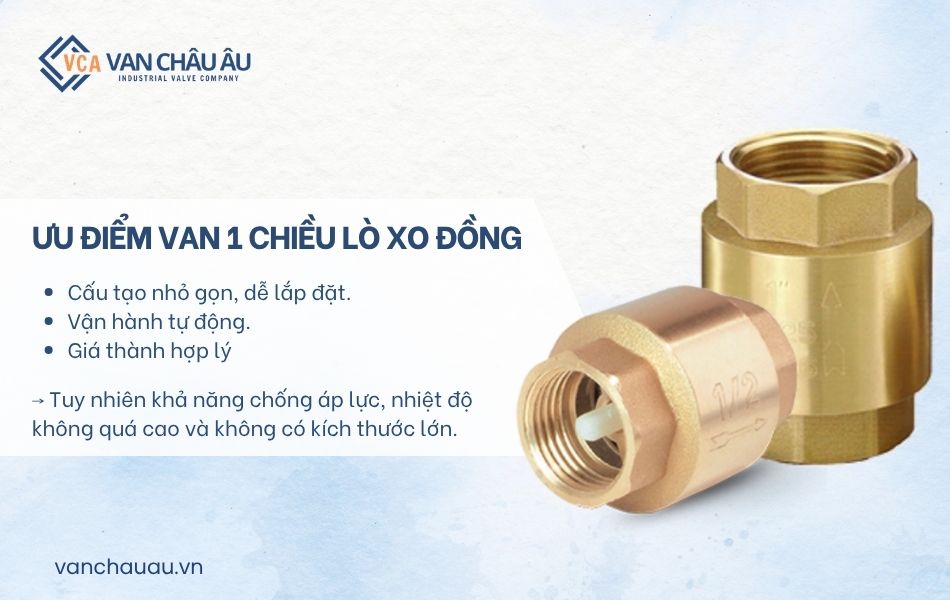 ưu điểm van 1 chiều lò xo đồng