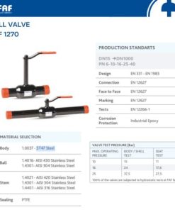 Thông số kỹ thuật van bi faf 1270